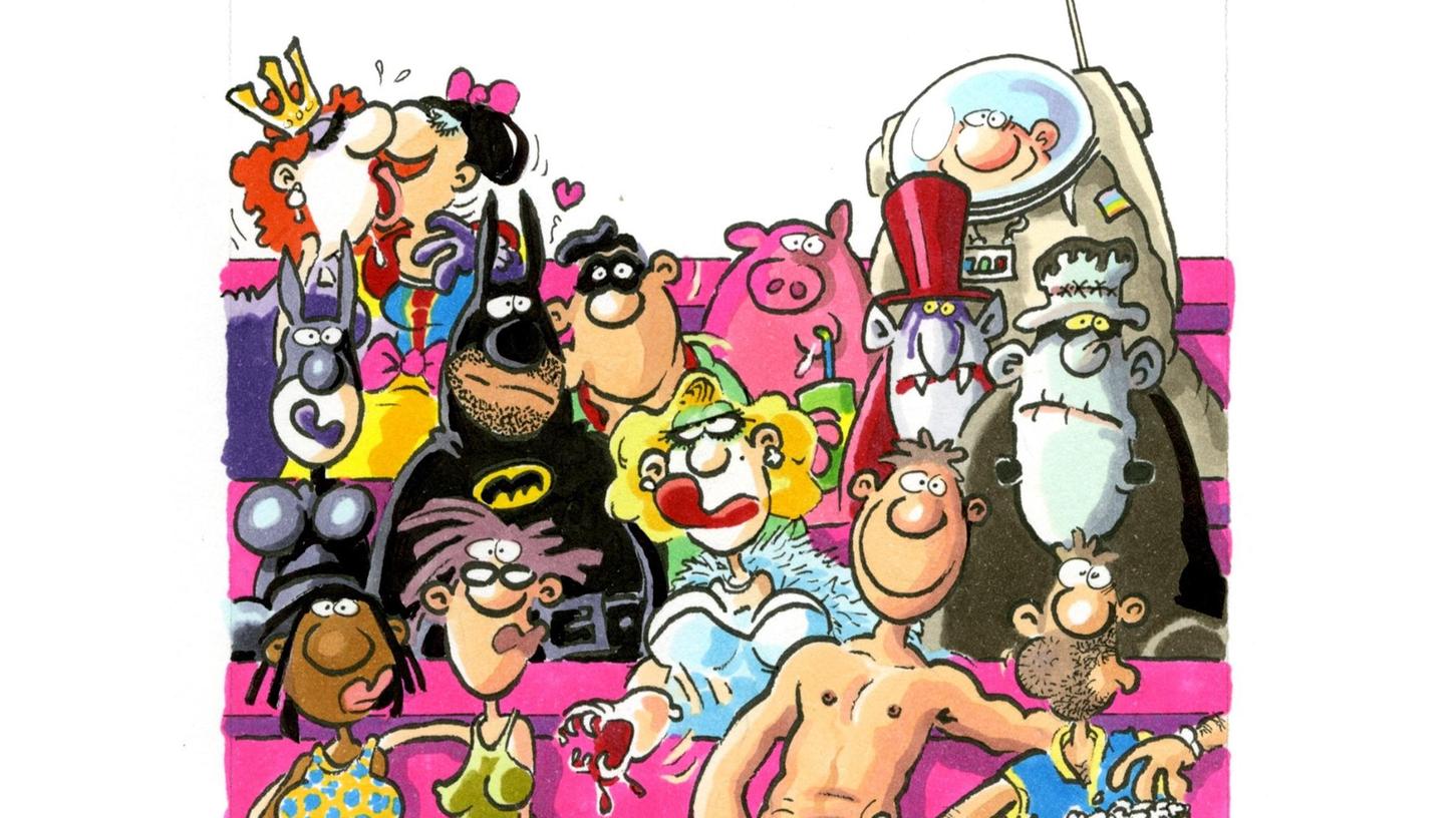 So sehen sie aus, die schwulen Figuren aus Ralf Königs Comic-Universum.
So sehen sie aus, die schwulen Figuren aus Ralf Königs Comic-Universum.