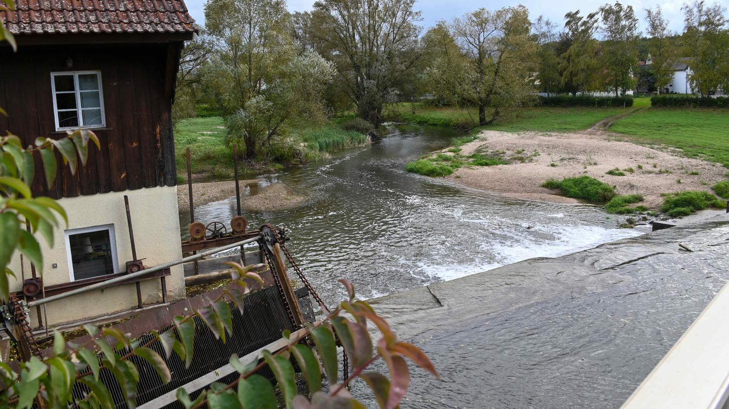 An der Aischbrücke sollen Äste, Hecken und teilweise Bäume aus dem Flusslauf und vom Ufer entfernt werden, ebenso angeschwemmte Teile.  