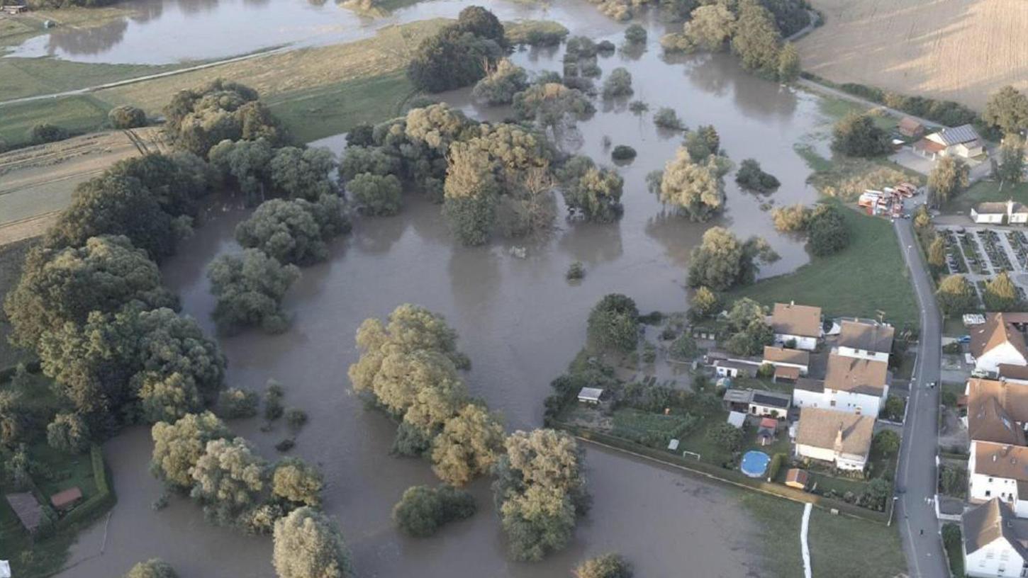 Im Juli 2021 hat ein Hochwasser das Aischtal in eine Seen-Landschaft verwandelt.