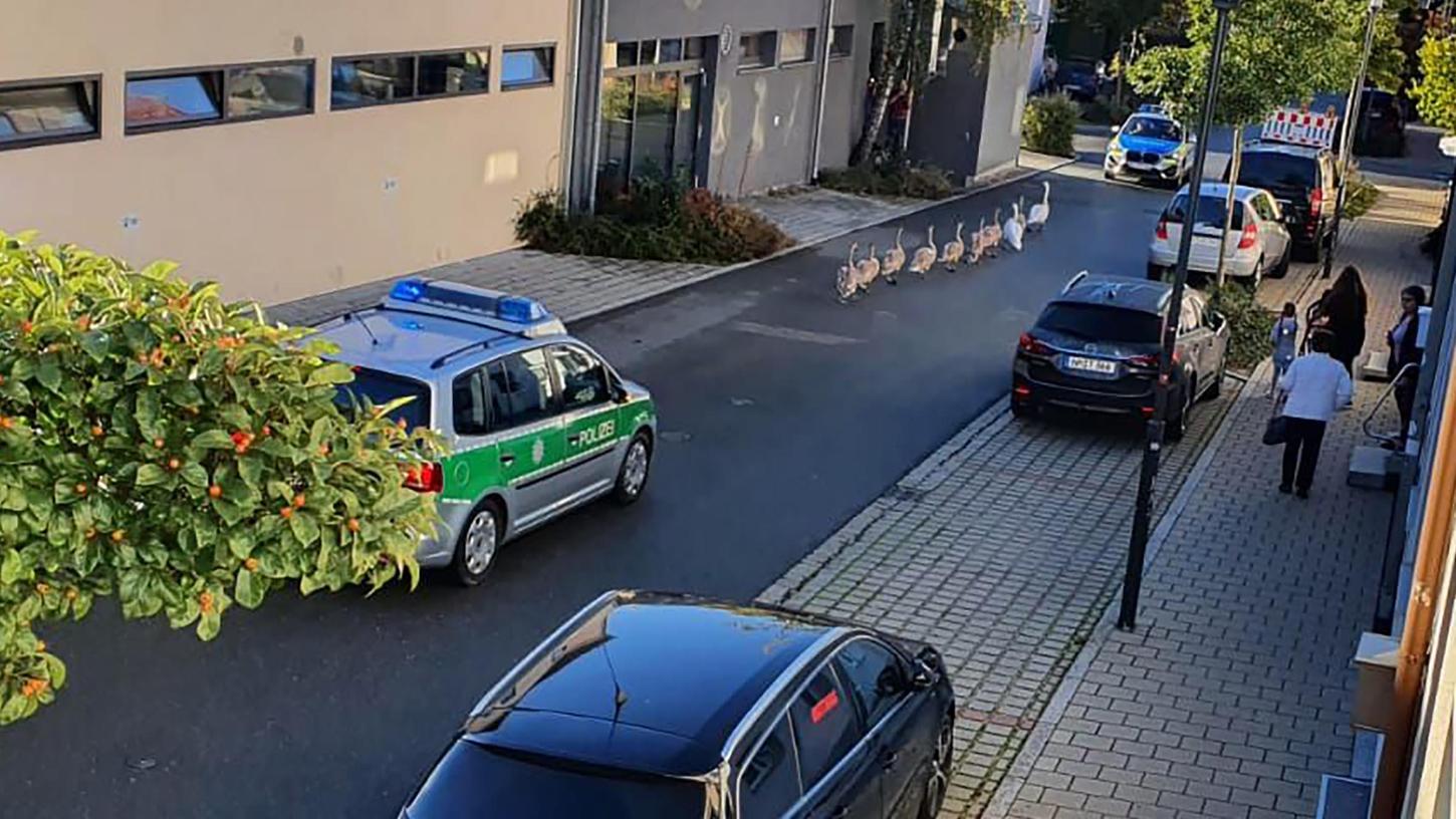 In der Neumarkter Gartenstraße und auf der Ringstraße gab es eine Polizei-Eskorte für Familie Schwan.