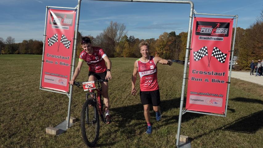 Jonathan Reichart (links) und Florian Halmheu waren beim Run&Bike am schnellsten unterwegs.
