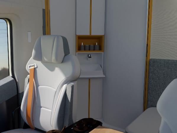 Mini-Appartement: Der Homtruck verfügt über eine Nasszelle. Mini-Appartement: Der Homtruck verfügt über eine Nasszelle.