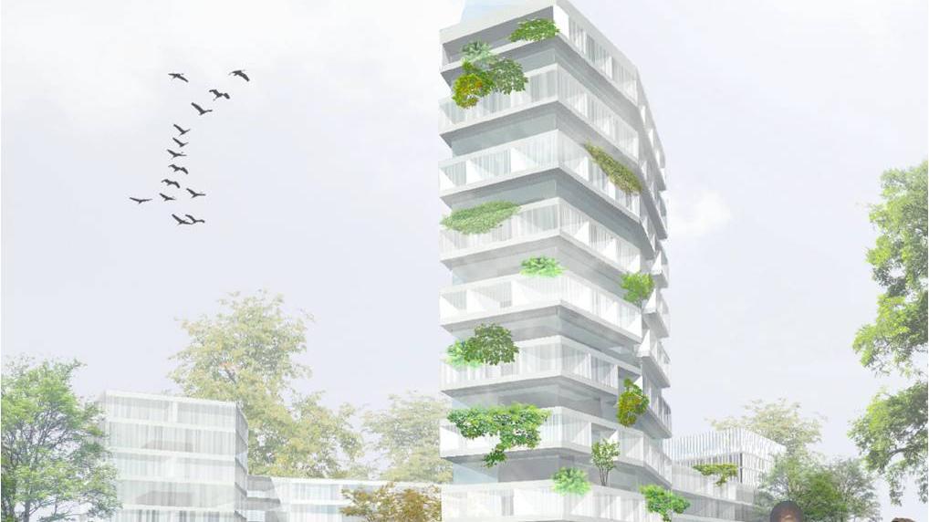 Mit diesem Entwurf sicherte sich das Architekturbüro ABP-Architekten aus München den 2. Platz. Auch dieses Modell geht in die Diskussion mit ein. 
