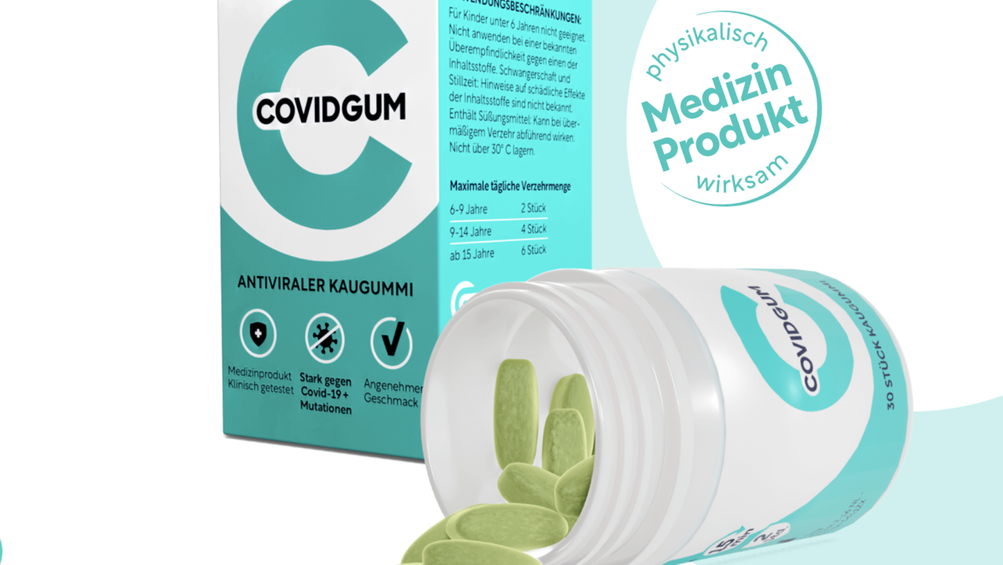 "Covidgum" soll angeblich die SARS-Cov-2-Viruslast um 99 Prozent reduzieren.