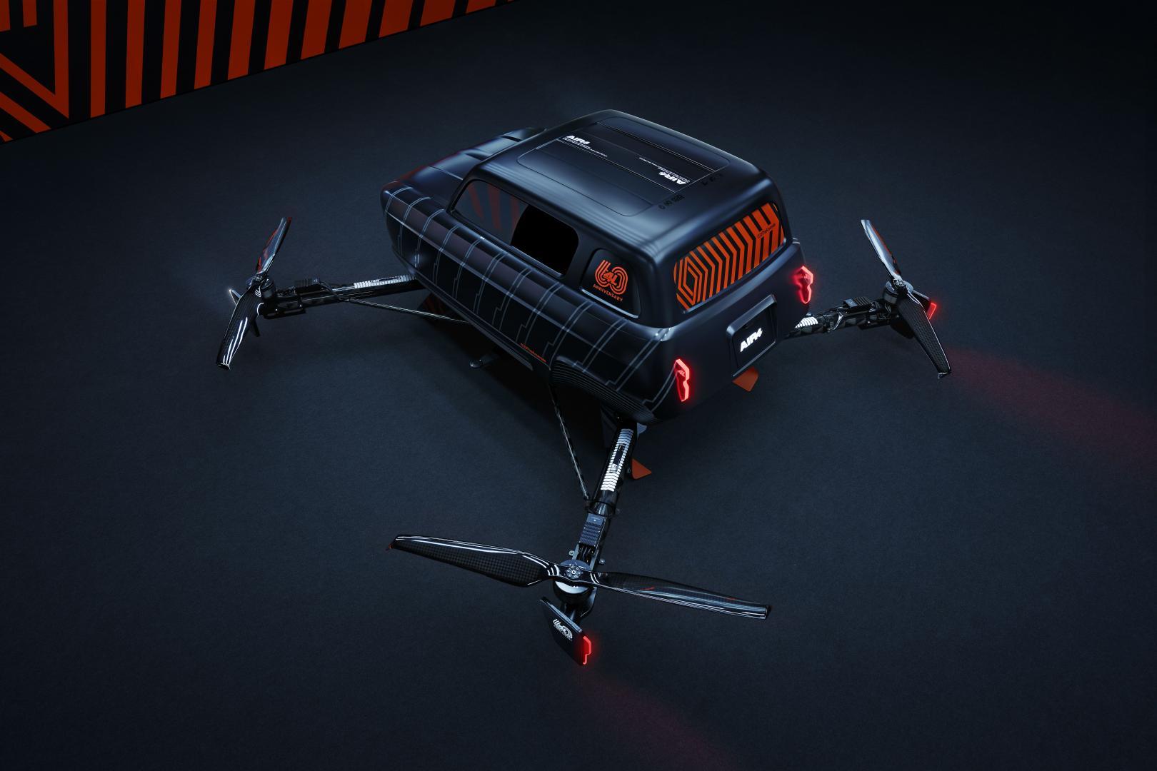 Vier elektrisch angetriebene Doppelpropeller befördern die Studie in bis zu 700 Meter Höhe.