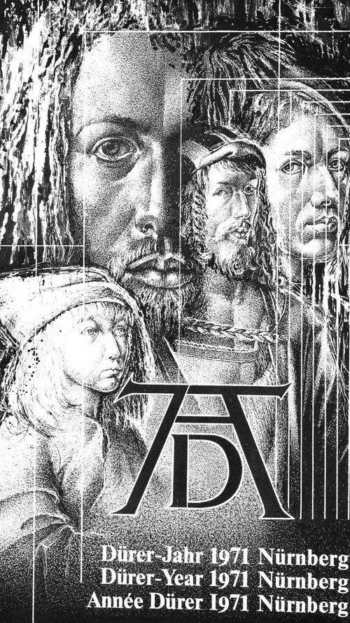 Albrecht Dürer wurde in Nürnberg 1971 mit viel Aufwand ein ganzes Jahr gewidmet – auch grafischer Natur, wie das von Juan Laatzen gestaltete Plakat zeigt.