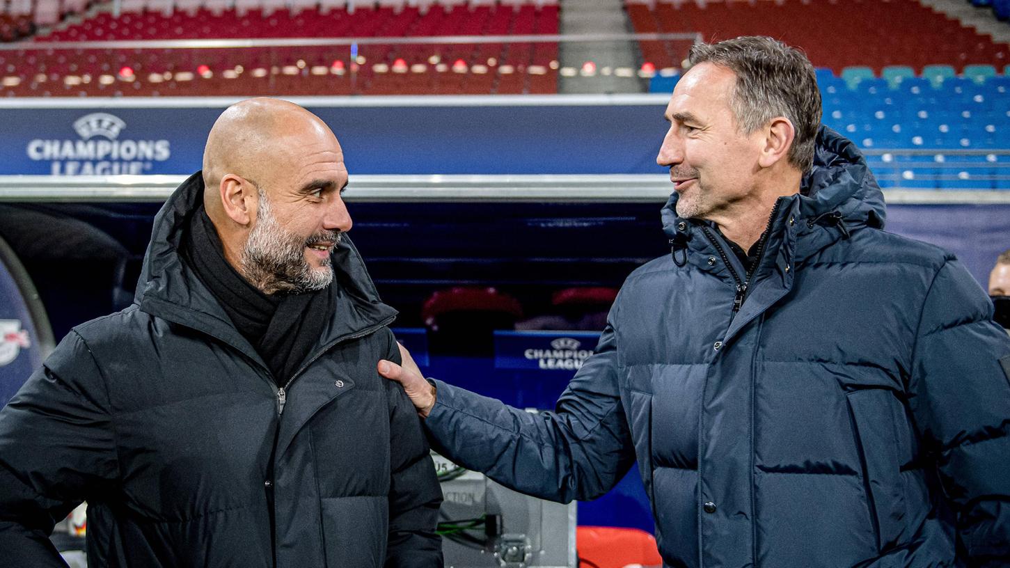 Stippvisite in der Weltspitze: Kurz nach seinem Sieg über Manchester City mit Trainer Pep Guardiola wurde Achim Beierlorzer bei RB Leipzig freigestellt. „Das gehört zum Job“, sagt er.
Stippvisite in der Weltspitze: Kurz nach seinem Sieg über Manchester City mit Trainer Pep Guardiola wurde Achim Beierlorzer bei RB Leipzig freigestellt. „Das gehört zum Job“, sagt er.