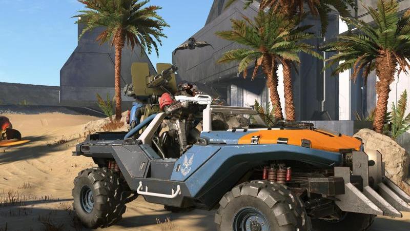 Dicke Reifen, großes Kaliber: Die Fahrzeuge sind gerade im Multiplayermodus von «Halo Infinite» ein wichtiges Spielelement.