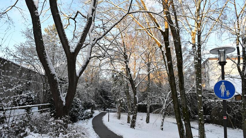 Auch den Neumarkter Stadtpark hat die Schneedecke eingehüllt.
