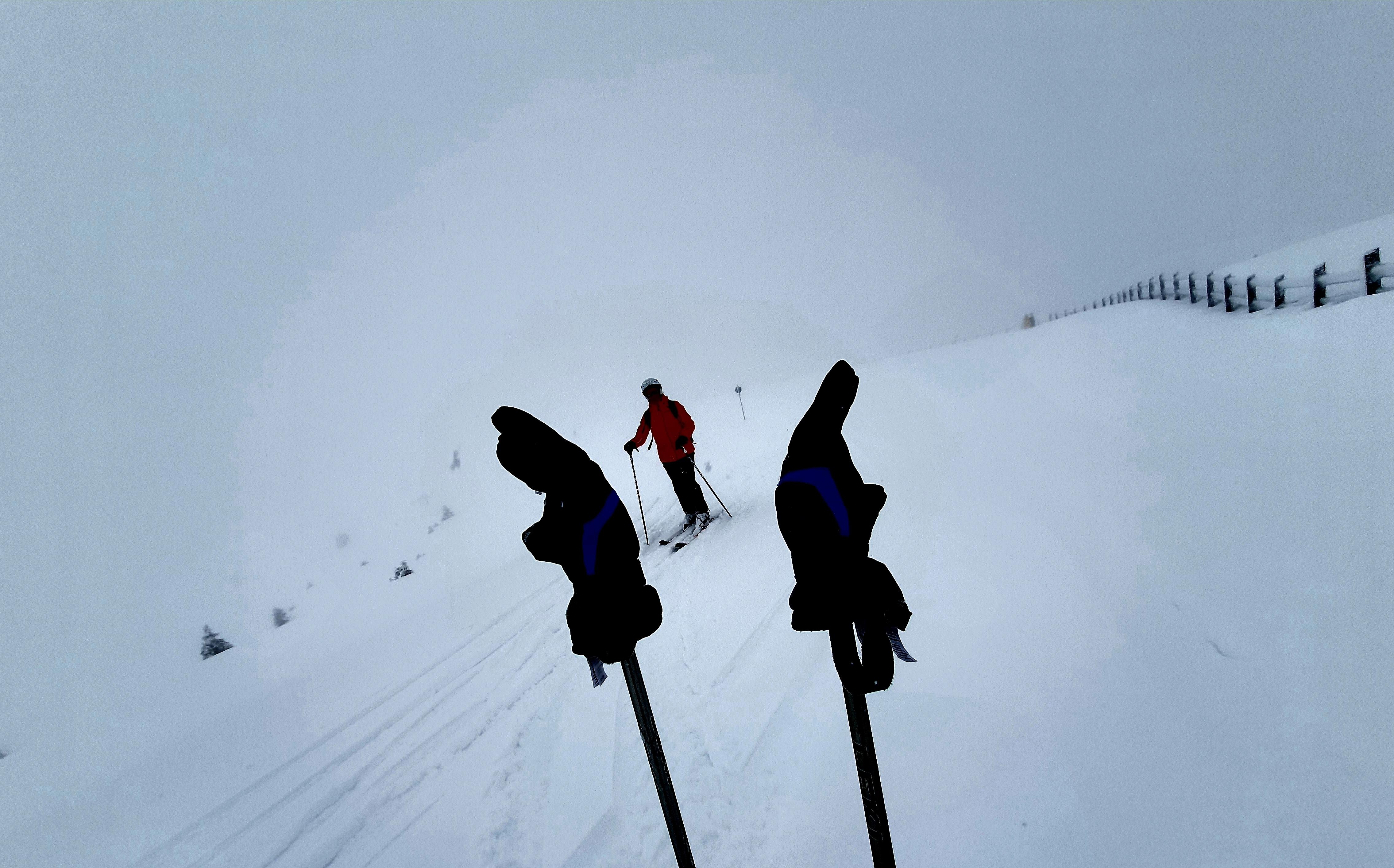 Im Skigebiet ist die Sicht eher schlecht an diesem Tag.