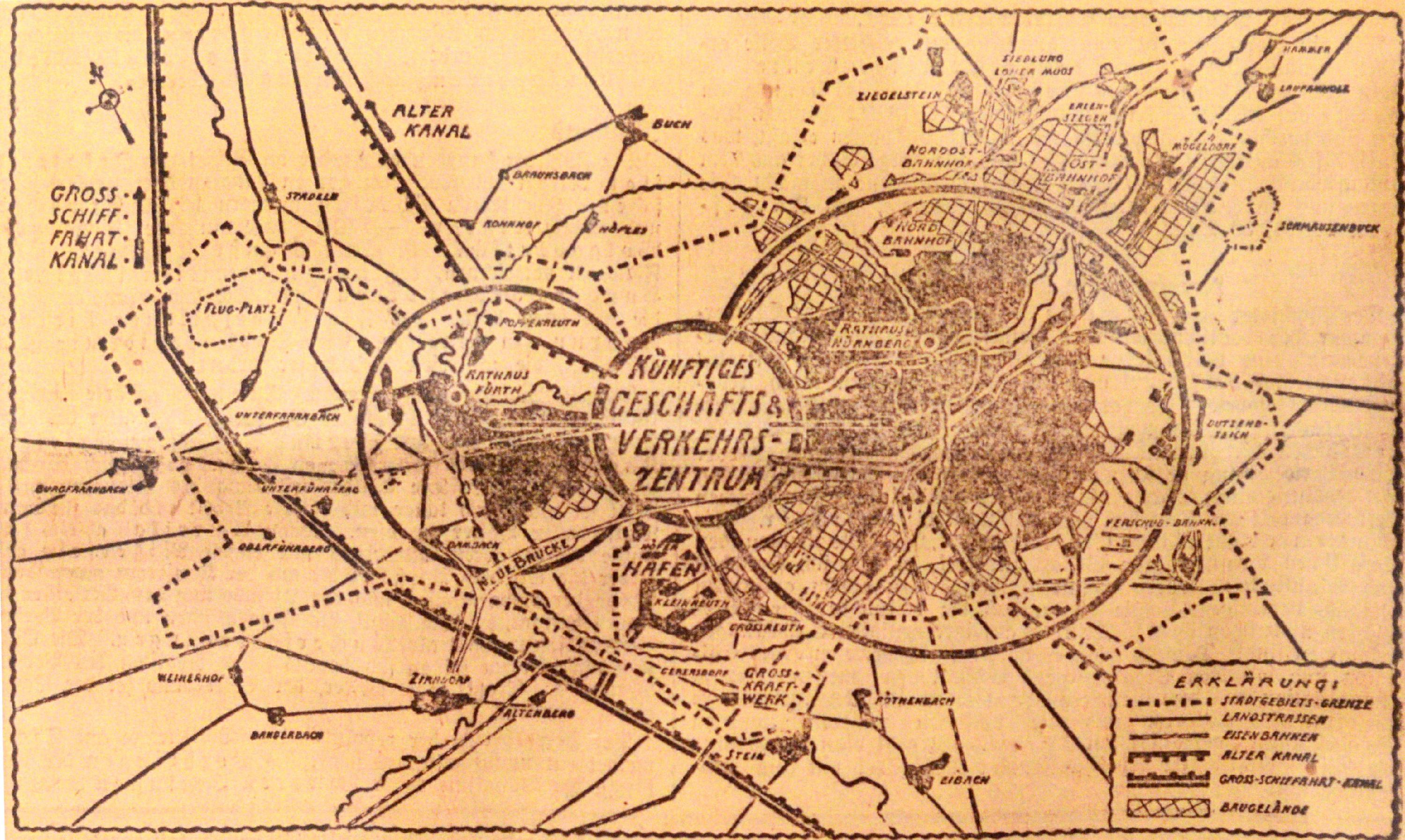 Ein "Stadtplan" der neuen Großgemeinde Nürnberg-Fürth.