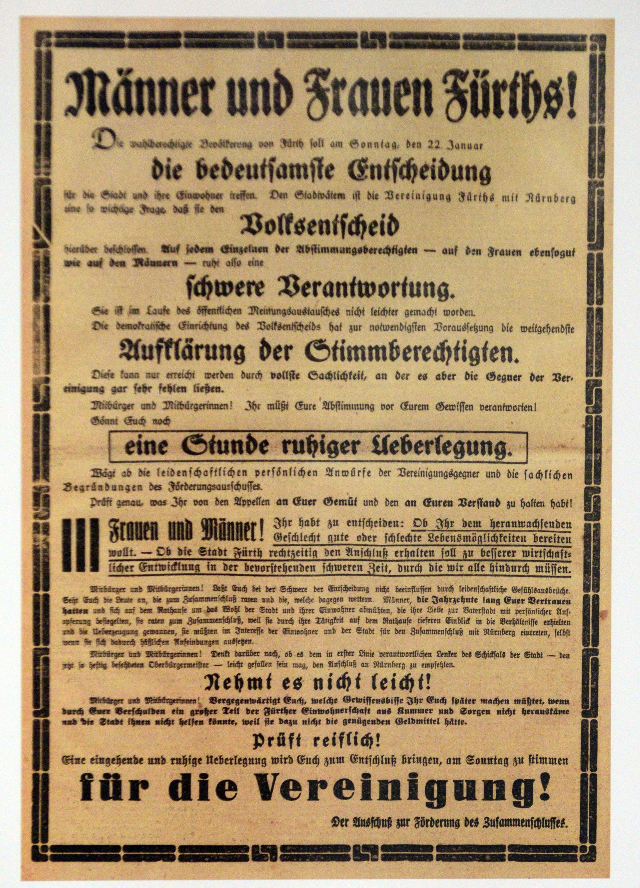 Zwei Tage zuvor gab es eine Anzeige für die Vereinigung.