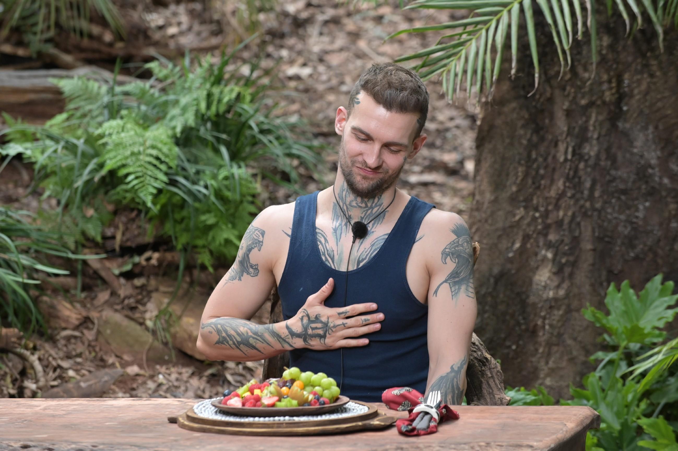 Zehn Teller für fünf Gänge wurden dem Schauspieler nacheinander serviert: Der erste Teller eines Ganges war immer die harte Versuchung, eine echte Köstlichkeit. Der zweite Teller enthielt das, was verspeist werden muss, um einen Stern zu bekommen.