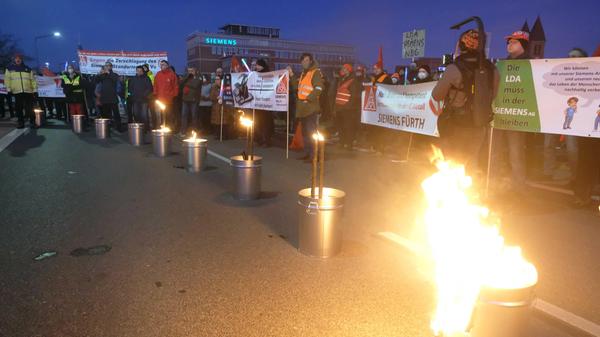 Protestaktion von Siemens-Mitarbeitern