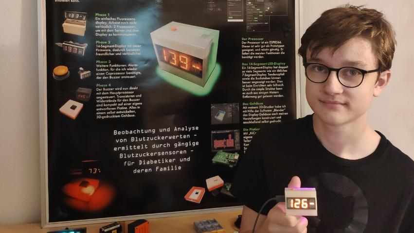 Mark Oude Elberink ist Diabetiker und hat einen Display programmiert, um sein Blutzuckermanagement zu vereinfachen. Er siegte damit im Fachgebiet Mathematik/Informatik.
Mark Oude Elberink ist Diabetiker und hat einen Display programmiert, um sein Blutzuckermanagement zu vereinfachen. Er siegte damit im Fachgebiet Mathematik/Informatik.