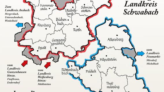 "Roth" statt Schwabach und Hilpoltstein, 16 statt 39 Gemeinden: 50 Jahre Gebietsreform