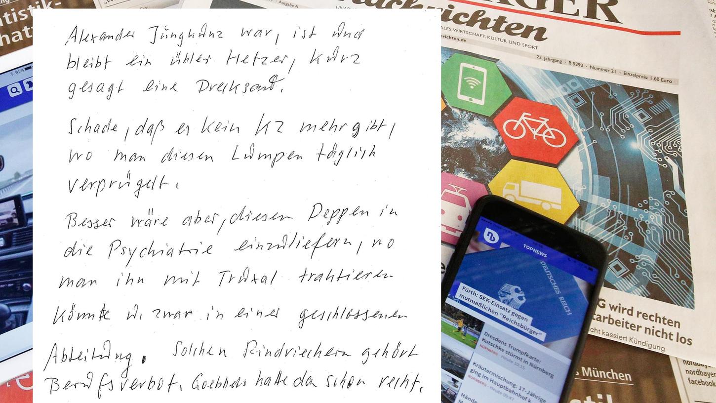 "Schade, dass es kein KZ mehr gibt..." Auszug aus einem besonders üblen Leserbrief. 