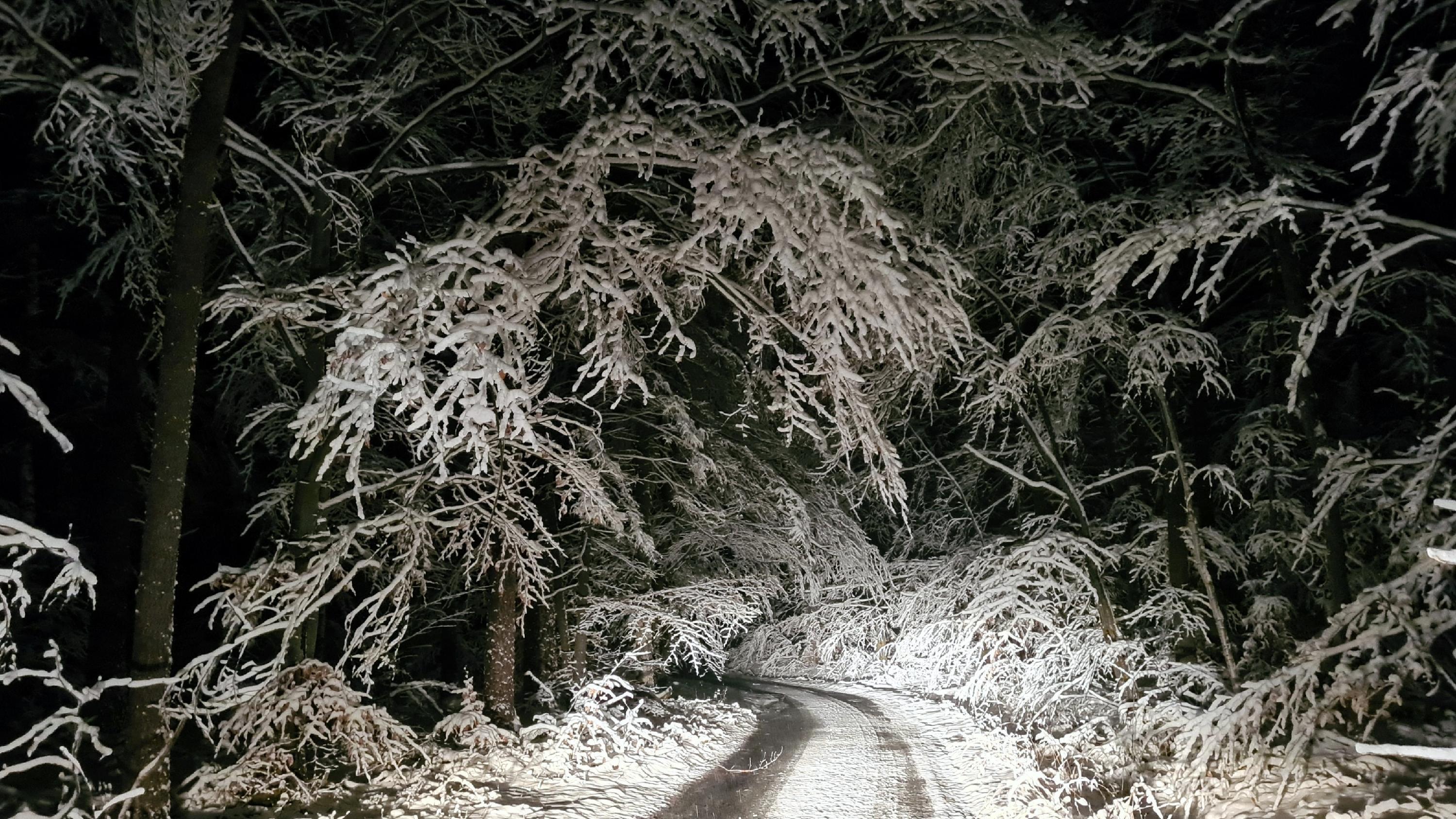 "Verschneite Heimfahrt" - erlebt in der Nähe von Geiselwind.