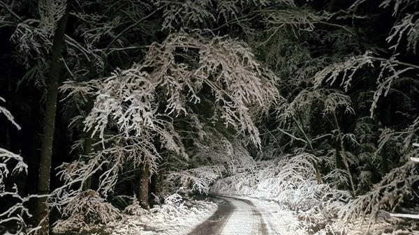 "Verschneite Heimfahrt" - erlebt in der Nähe von Geiselwind.