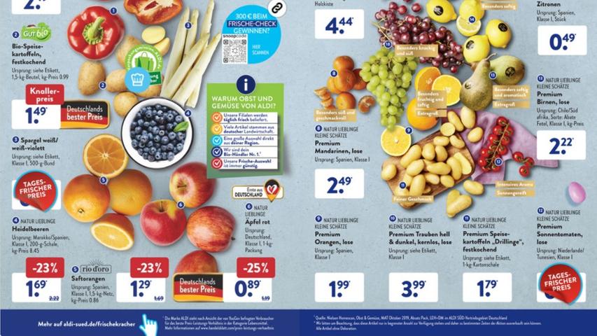 With these red stickers, discount stores hide the price of fresh produce. With these red stickers, discount stores hide the price of fresh produce.