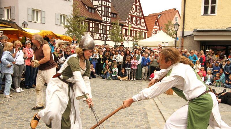 Täuschend echt wirkte der Kampf zwischen Gregors Gefolgsleuten und Hersbrucks Eroberern.
Täuschend echt wirkte der Kampf zwischen Gregors Gefolgsleuten und Hersbrucks Eroberern.
