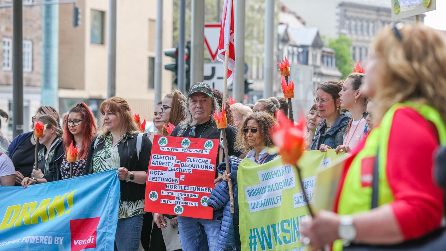 In der ganzen Region wurde gestreikt - auch in Fürth (hier im Bild), Forchheim oder Nürnberg. 