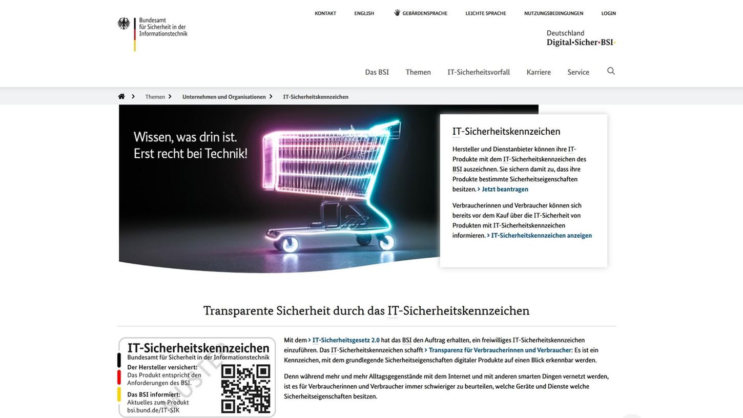 Auf der Internetseite des BSI finden Verbraucher und Verbraucherinnen Informationen zum IT-Sicherheitskennzeichen. Auf der Internetseite des BSI finden Verbraucher und Verbraucherinnen Informationen zum IT-Sicherheitskennzeichen.