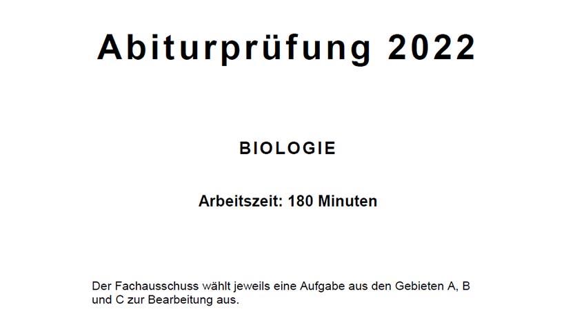 Abiturprüfung Biologie 2022