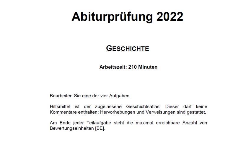 Geschichte-Abitur 2022: Alle Aufgaben aus der diesjährigen Prüfung