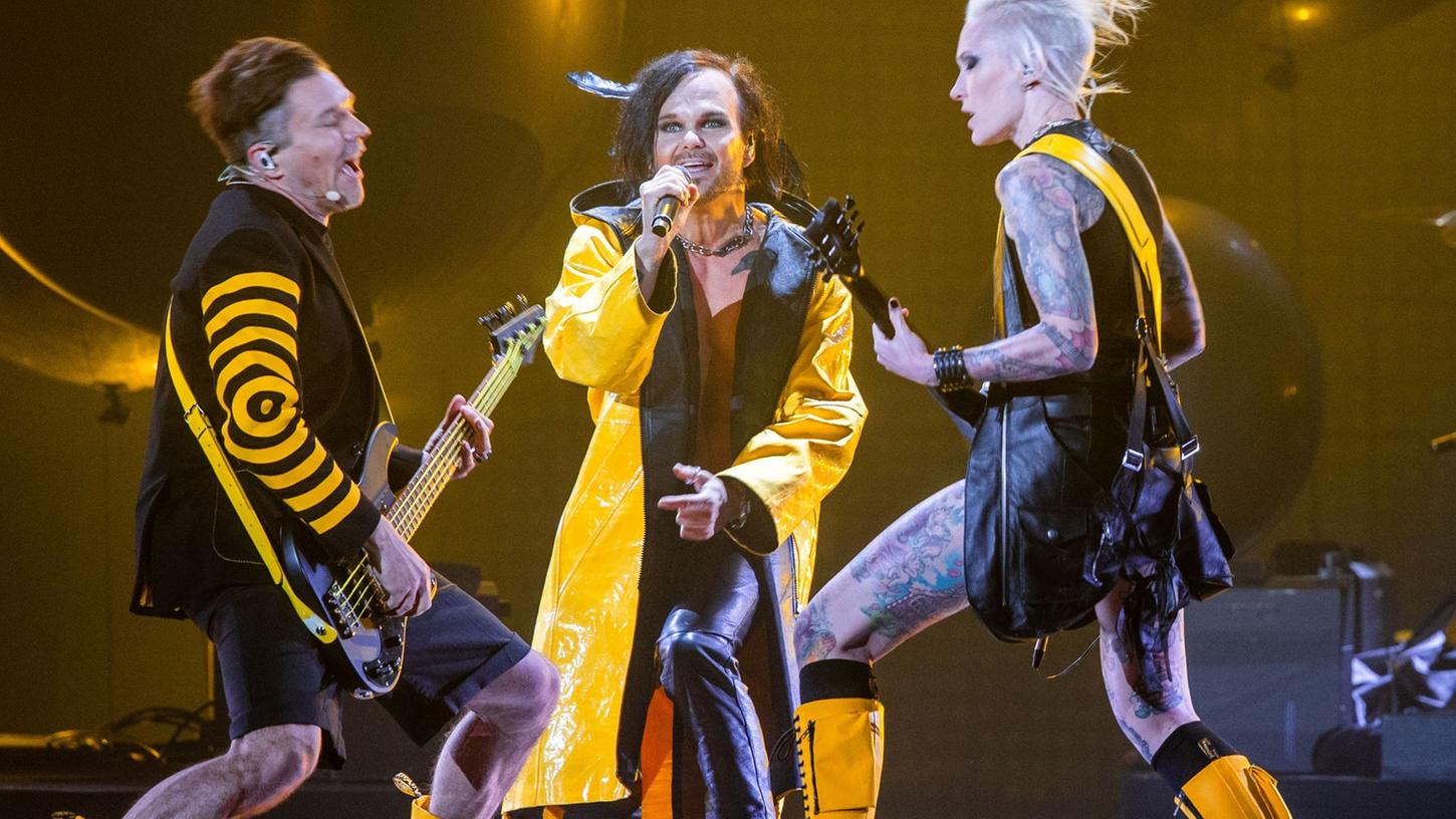 The Rasmus aus Finnland spielen ihren Titel "Jezebel" bei einer Probe für den Eurovision Song Contest (ESC). The Rasmus aus Finnland spielen ihren Titel "Jezebel" bei einer Probe für den Eurovision Song Contest (ESC).
