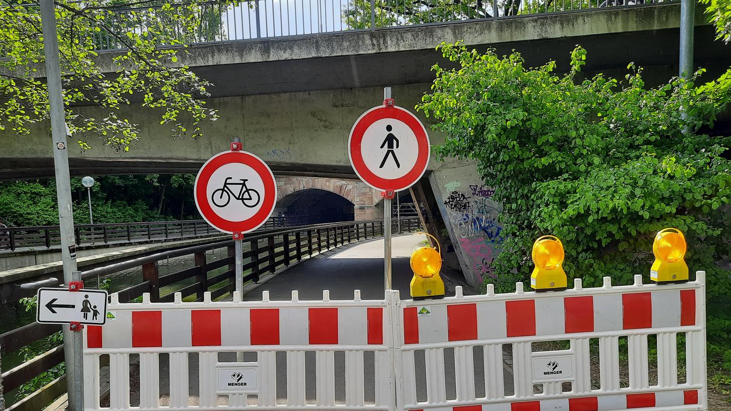 Der Zugang zur Wöhrder Wiese ist im Moment nicht auf allen Wegen einfach. 