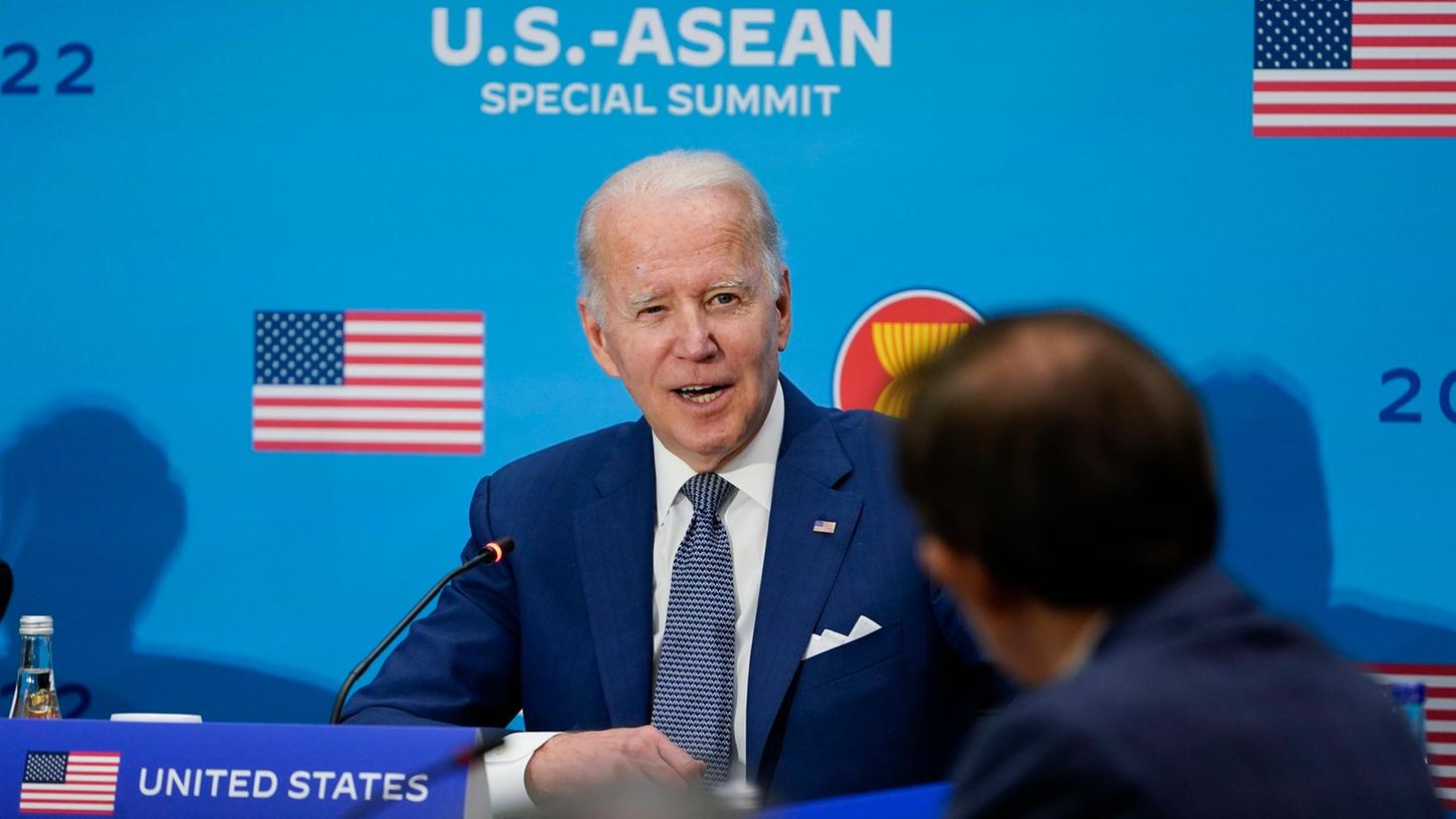 US-Präsident Joe Biden beim Sondergipfel zwischen den USA und dem Verband südostasiatischer Nationen (ASEAN) in Washington. US-Präsident Joe Biden beim Sondergipfel zwischen den USA und dem Verband südostasiatischer Nationen (ASEAN) in Washington.