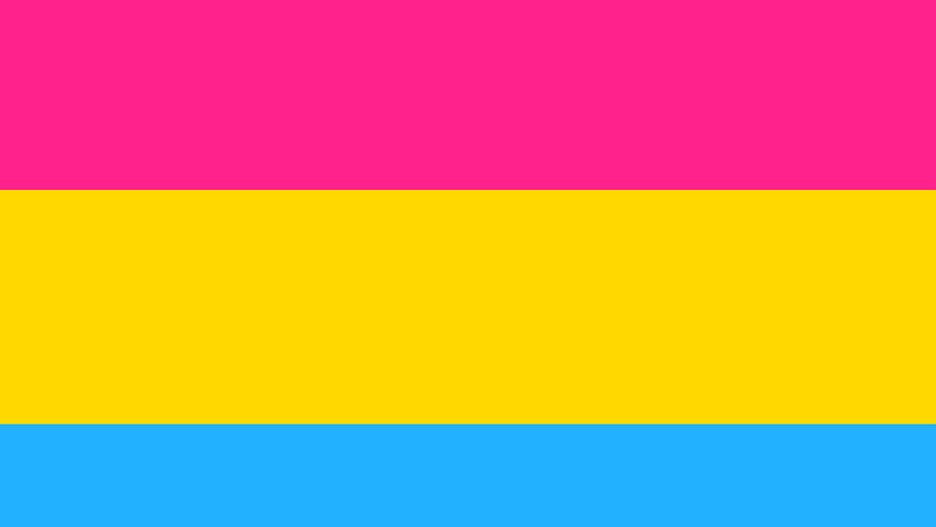 Rosa, gelb, hell blau sind die Farben der Flagge von Pansexuellen.