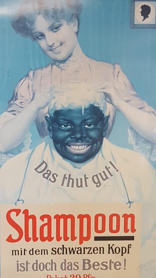 Shampoo in Pulverform, dafür warb die Firma Schwarzkopf auf diesem Plakat.
