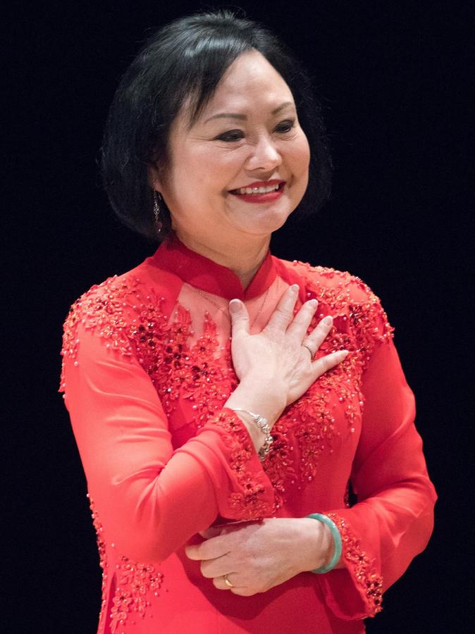 Kim Phuc Phan Thi 2019 bei einer Friedenspreisverleihung in Dresden. Sie lebt heute in Kanada.  