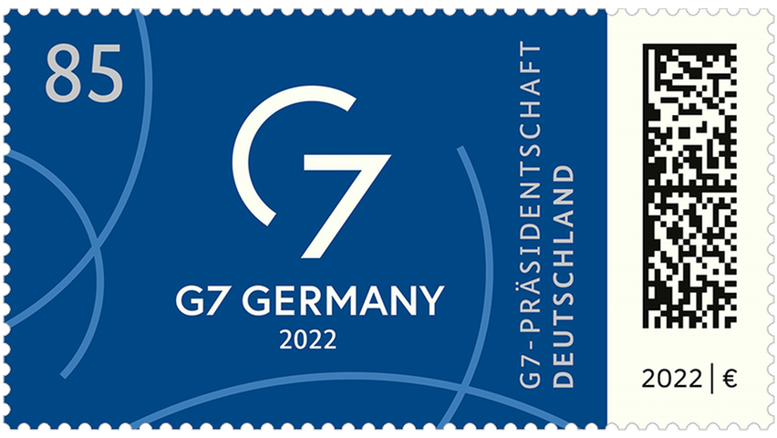 Der G7-Gipfel findet im Juni in Schloss Elmau in Oberbayern statt. Aus diesem Anlass gibt das Bundesfinanzministerium eine 85-Cent-Sonderbriefmarke heraus, die die beiden Haupt-Elemente „G” und „7“ repräsentiert. Dies soll "ein gutes und vertrauensvolles Miteinander" darstellen.  Auf 100-Cent-Marken wird ebenfalls ein neues Motiv erscheinen: der Sylvensteinsee.