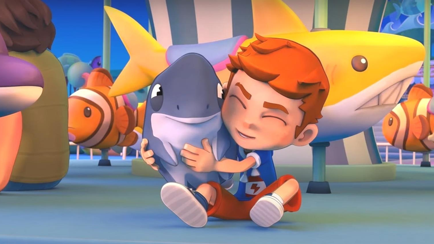Am 30. Juni erscheint die zweite Staffel von "Sharkdog". In der Zeichentrickserie geht es um ein Wesen, das halb Hai, halb Hund ist, und sich den Bauch am liebsten mit Fischstäbchen vollschlägt.