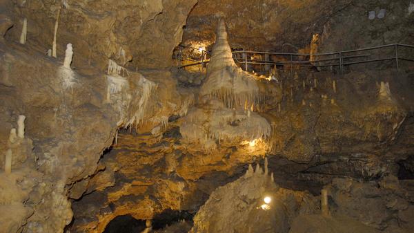 Die Teufelshöhle ist eines der beliebtesten Ausflugsziele in der Fränkischen Schweiz. Das beeindruckende Zeugnis der geologischen Entwicklung in Franken entstand etwa vor 2,5 Millionen Jahren. Verwerfungen im Untergrund waren mit kohlensäurehaltigem Grundwasser gefüllt, welches das Kalk-und Dolomitgestein teilweise auflöste. Es entstanden Spalten und große Hohlräume. Durch feinste Risse dringt Regenwasser in den Fels ein, löst im Dolomitgestein Calcium und Magnesiumcarbonat (Kalk) und baut diese an anderer Stelle als Tropfstein wieder auf, eine Entwicklung, die bis heute anhält. Es bildeten sich von der Decke herabhängende Stalaktiten, vom Boden aufsteigende Stalagmiten und auch zusammengewachsene säulenartige Gebilde.
