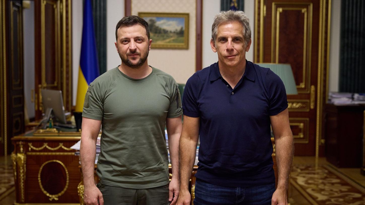 Wolodymyr Selenskyj mit Ben Stiller in Kiew. Wolodymyr Selenskyj mit Ben Stiller in Kiew.