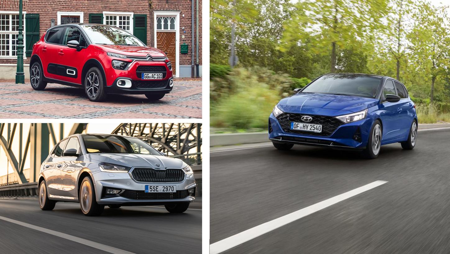 Der Begriff "Kleinwagen" trifft auf Citroën C3 (o.l.), Skoda Fabia (u.l.) und Hyundai i20 nur bedingt zu - eher sind sie als kleine Kompakte einzuordnen. Der Begriff "Kleinwagen" trifft auf Citroën C3 (o.l.), Skoda Fabia (u.l.) und Hyundai i20 nur bedingt zu - eher sind sie als kleine Kompakte einzuordnen.