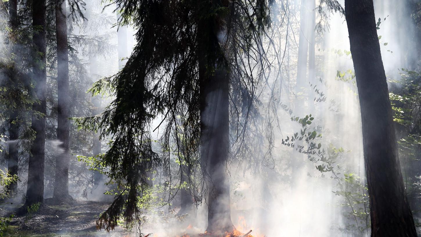 Ein Waldstück westlich von Aschaffenburg (Bayern) ist in Brand geraten. Ein Waldstück westlich von Aschaffenburg (Bayern) ist in Brand geraten.