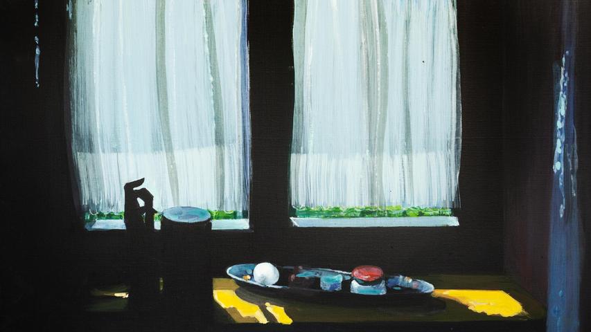 Von Jochen Lebert stammt dieses Acrylbild mit dem Titel "Sillleben - Abendlicht".
