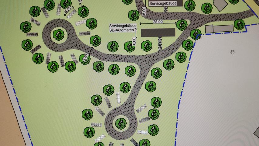 In zwei Rondellen sollen die Wohnmobil-Stellplätze in Rosenhof angelegt werden.