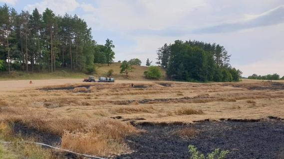 Großeinsatz der Feuerwehren: Böschungsbrand bei Thuisbrunn greift auf Getreidefeld über