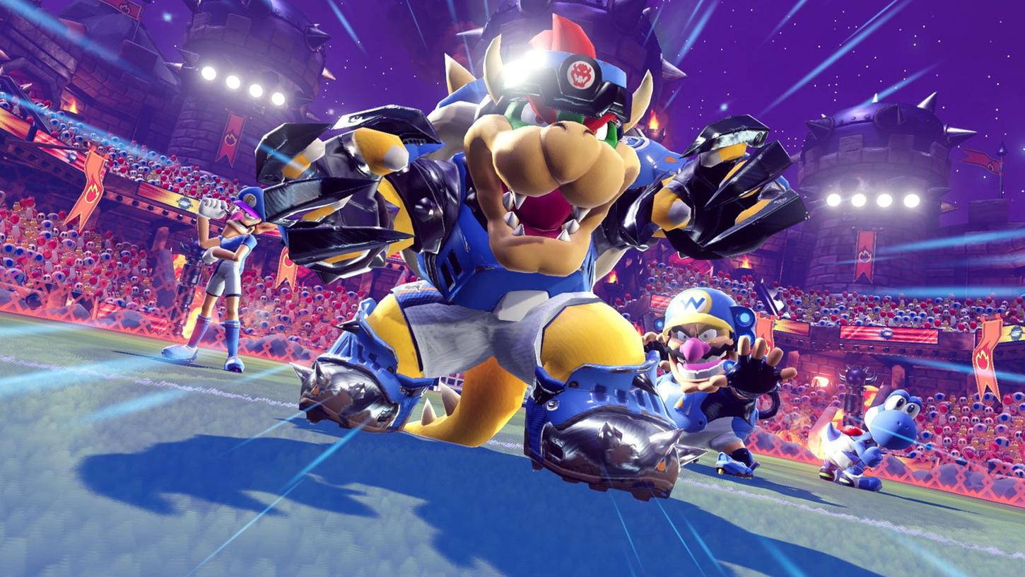 Ja, auch Erzscherge Bowser steht in "Mario Strikers: Battle League" auf dem Platz. Ja, auch Erzscherge Bowser steht in "Mario Strikers: Battle League" auf dem Platz.