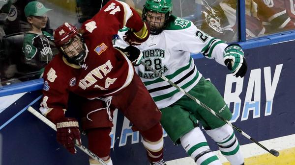 April 7, 2016 - Tampa, Florida, U.S. - DOUGLAS R. CLIFFORD.Denver Pioneers forward Jarid Lukoseviciu