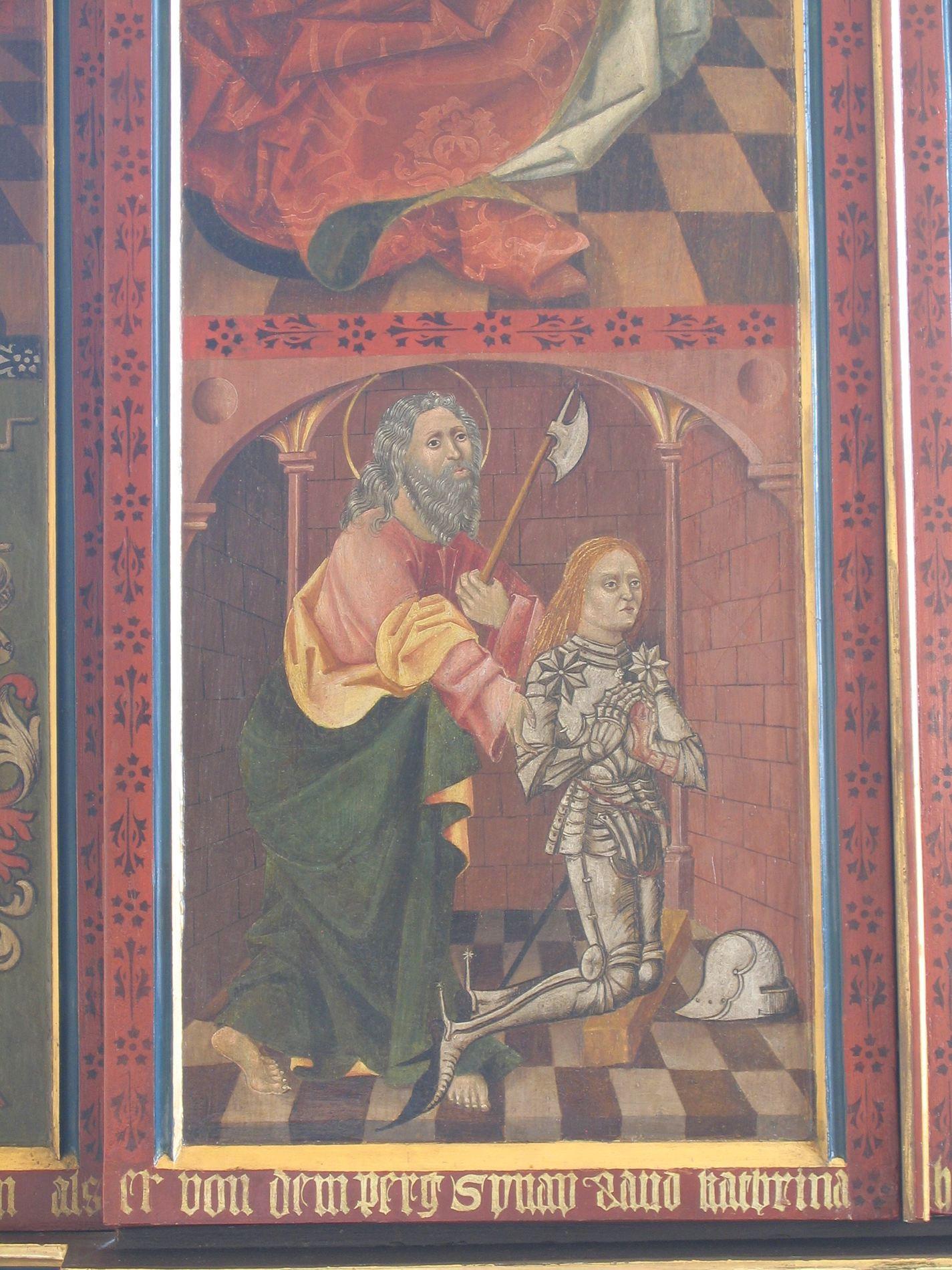 Wen zeigt die Abbildung am Altar der Rezelsdorfer Kirche?