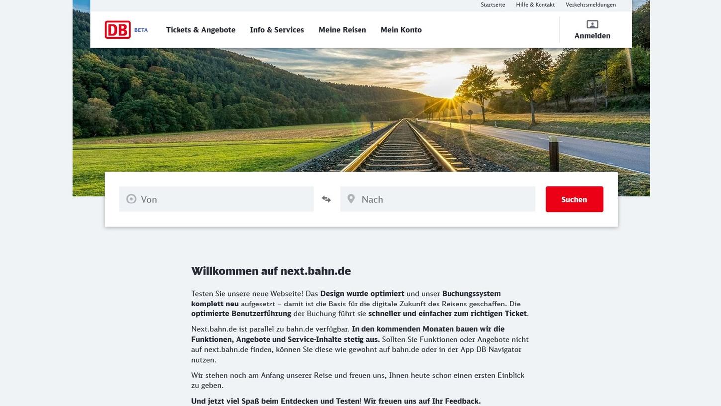 What's next? - Die Bahn hat ihr neues Buchungssystem online gestellt. Ausprobieren erwünscht.