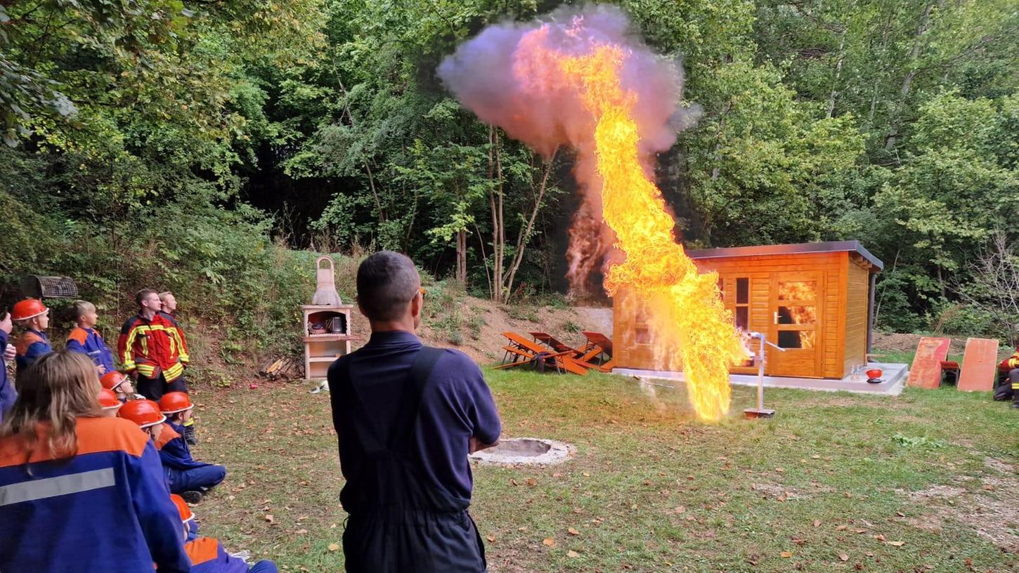 Mit zwei Hilfeleistungslöschgruppenfahrzeugen und zwei Tanklöschfahrzeugen ging es zum städtischen Grillplatz, dort war ein errichtetes Feuer abzulöschen.  