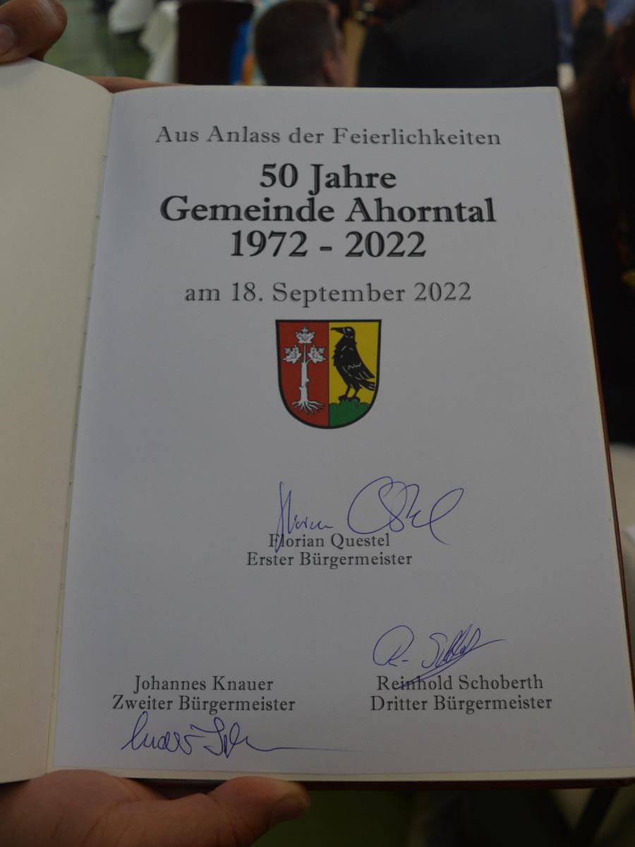 50 Jahre Ahorntal Urkunde 50 Jahre Ahorntal Urkunde